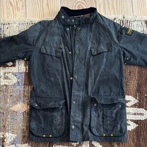 Barbour Men's Black Jacket with Tan Plaid Lining